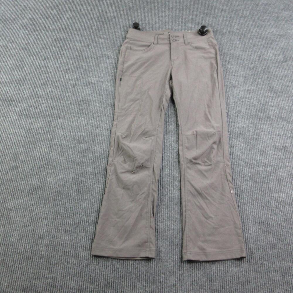 PrAna Pants Womens 6 Gray Cargo Bootcut Stretch Pockets Travel Twill 30x29*